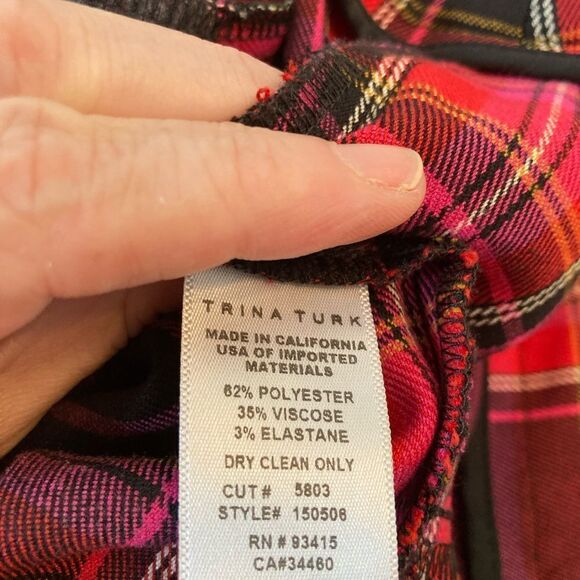 Trina Turk chic plaid cropped straight pants w/ great pockets all year weight - Picture 9 of 11